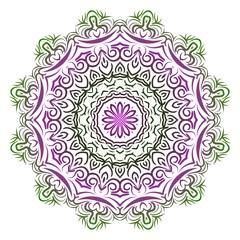 Ornamental arabic pattern with mandala. Vector illustration. Tribal ethnic fashion design. Purple, green color