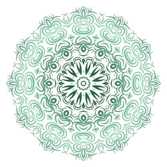 Green color gradient. Flower coloring Mandala. decorative elements. Oriental pattern, vector illustration. Indian, moroccan, mystic, ottoman motifs.