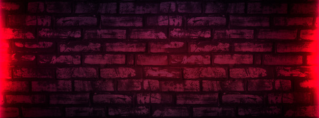 Fototapeta na wymiar Brick wall, background, neon light