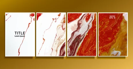 Gordijnen Vector cards. Set of templates sheets. Abstract painted background. Liquid marble texture. Fluid colors backgrounds. © KseniaZu
