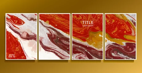 Foto op Plexiglas Vector cards. Set of templates sheets. Abstract painted background. Liquid marble texture. Fluid colors backgrounds. © KseniaZu