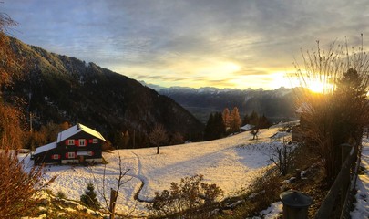 Beautiful winter landscape in Switzerland, Europe