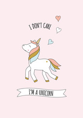 Cute unicorn - kawaii illustration