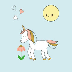 Cute unicorn - kawaii illustration