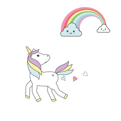 Cute unicorn - kawaii illustration