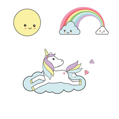 Cute unicorn - kawaii illustration