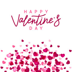 Pink hearts on white background