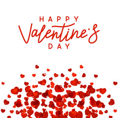 Red hearts on white background