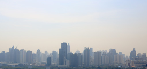 Fototapeta na wymiar Landscape view of Bangkok city background on Cloudy day.