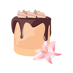 sweet cake flower on white background