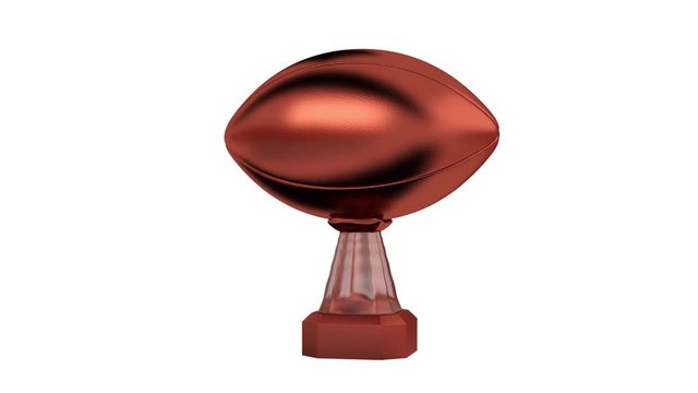 Front View of American Football Bronze Trophy in Infinite Rotation