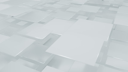 Flying white squares 3D illustration