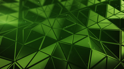 Triangulated green surface abstract 3d rendering