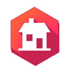 ikona z długim cieniem na tle sześcioboku