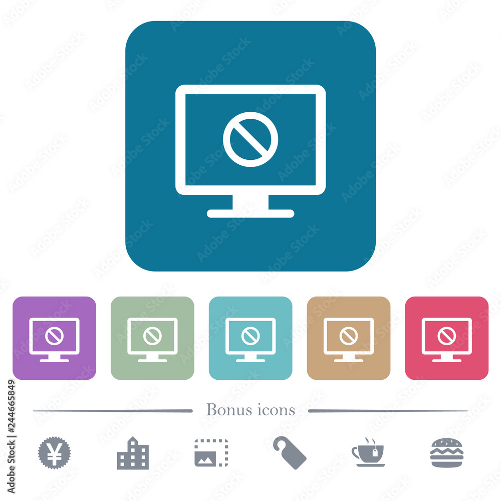 Poster disabled display flat icons on color rounded square backgrounds