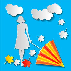 Girl with an umbrella in autumn