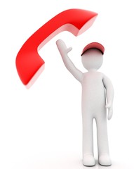 3d people - call by telephone.3d  Illustration