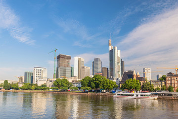 Fototapeta na wymiar Frankfurt Germany, city skyline timelapse at Main River
