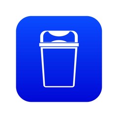 Trash can icon digital blue for any design isolated on white vector illustration