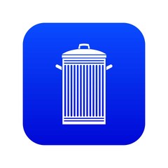 Trash can icon digital blue for any design isolated on white vector illustration