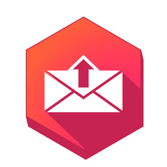 ikona z długim cieniem na tle sześcioboku