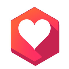 ikona z długim cieniem na tle sześcioboku