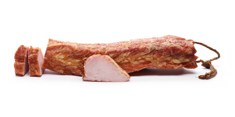 Traditional cured meat isolated on white background