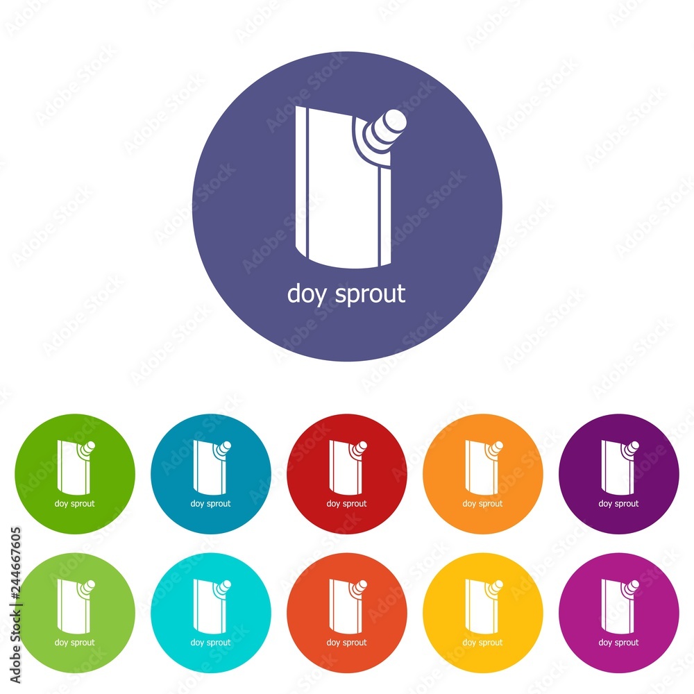 Poster doy pack icons color set vector for any web design on white background