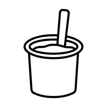 Yogurt / Yoghurt Cup With Spoon Flat Vector Icon For Food Apps And Websites 