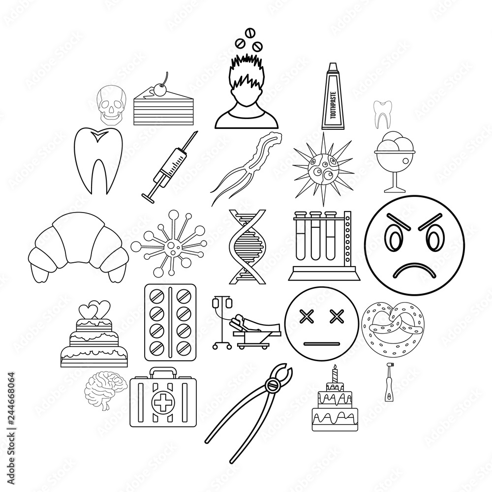 Aufkleber odontic icons set. outline set of 25 odontic vector icons for web isolated on white background