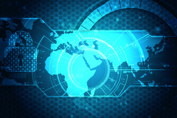 2d illustration Safety concept: Closed Padlock on digital background