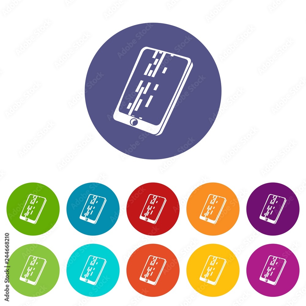 Aufkleber dead pixel smartphone icons color set vector for any web design on white background