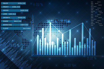 2d rendering Stock market online business concept. business Graph 