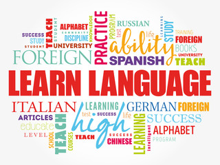 Learn Language word cloud, education business concept