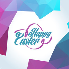 Vector Happy Easter text logo on triangle pattern