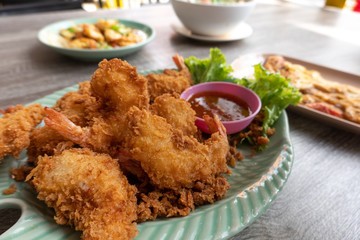 Shrimp fries with close up view.