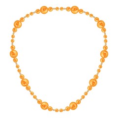 Orange necklace icon. Cartoon of orange necklace vector icon for web design isolated on white background