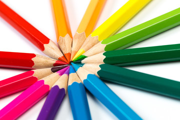 Naklejka premium Colour pencils on white background.