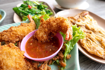 Shrimp fries with close up view.
