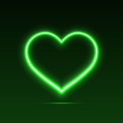 Neon heart. Bright neon light. Empty template. Valentines Day. Womens Day. Vector eps10