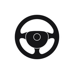 Steering wheel icon. Isolated black symbol car steering wheel on white background. Vector illustration