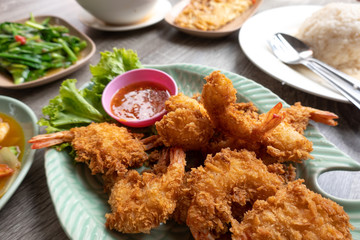 Shrimp fries with close up view.