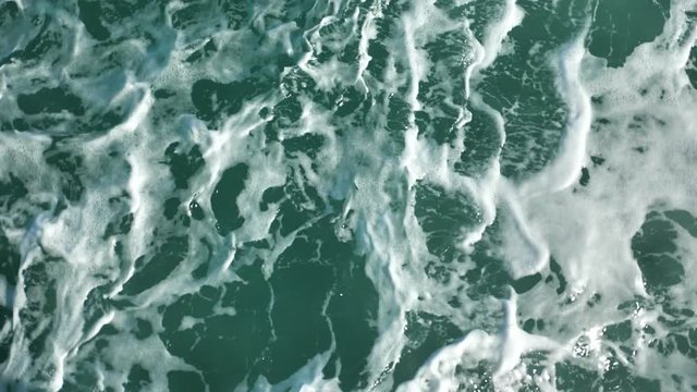 Waves after boat, slow motion,120 fps 