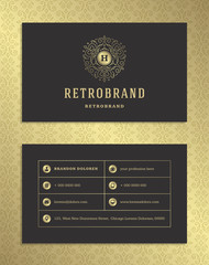 Luxury business card and vintage ornament logo vector template.