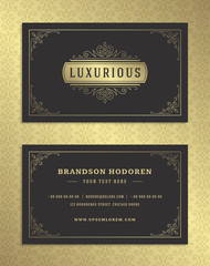 Luxury business card and vintage ornament logo vector template.