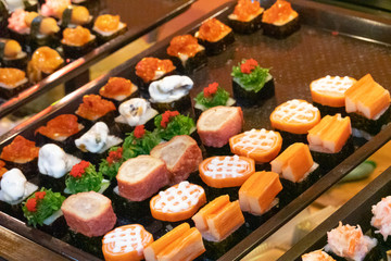 Sushi with close up view.