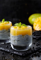 A delicious dessert, mango and black bean curd
