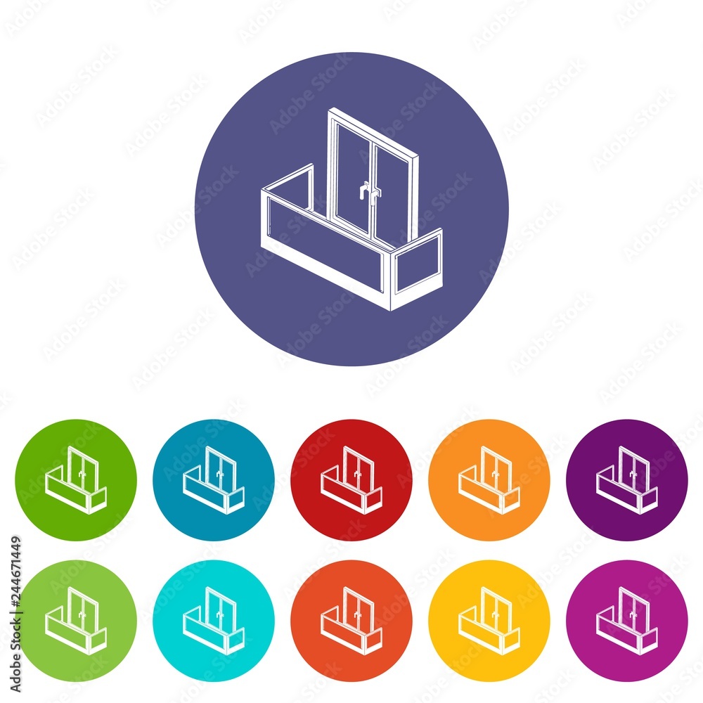 Aufkleber glass balcony icons color set vector for any web design on white background
