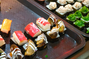 Sushi with close up view.