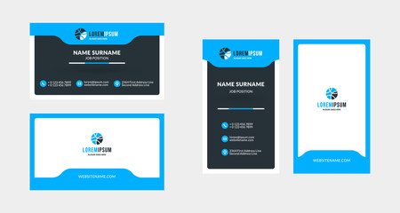 Double-sided creative business card template. Portrait and landscape orientation. Horizontal and vertical layout. Vector illustration
